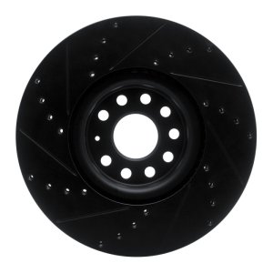 Volkswagen Atlas Brake Rotor (1) - Front Right - R1 Concepts - Drilled & Slotted - Black - `18-`25